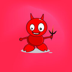 very cruel red devil vector cartoon character