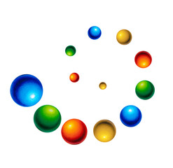 Spiral of striped balls. Abstract background. 3d. Hand painted by colored pencils.