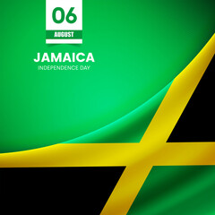 Creative Jamaica flag on fabric texture. Vintage style independence day background