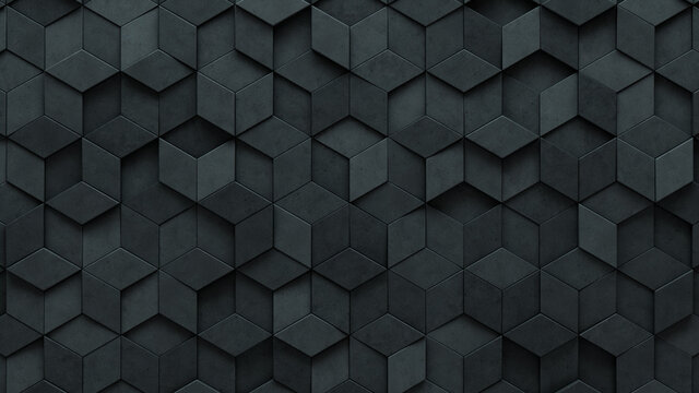Diamond shaped, Concrete Wall background with tiles. 3D, tile Wallpaper with Polished, Futuristic blocks. 3D Render