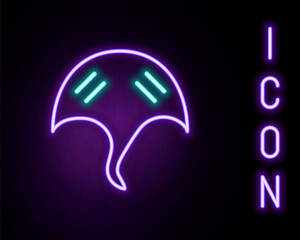 Glowing neon line Stingray icon isolated on black background. Colorful outline concept. Vector