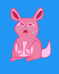 Crying pink bunny, bad mood