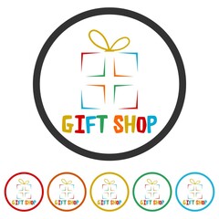 Gift shop ring icon isolated on white background color set