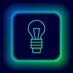 Glowing neon line Light bulb with concept of idea icon isolated on black background. Energy and idea symbol. Inspiration concept. Colorful outline concept. Vector