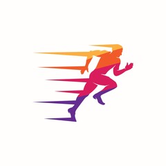 Fototapeta na wymiar Run man colorful vector logo design 