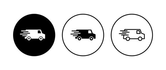 Fast shipping delivery truck icon set. Delivery truck icon. fast delivery icon