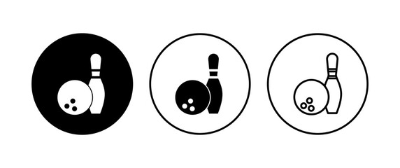 Bowling icon set. bowling ball and pin icon. bowling pins