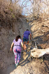 Middle-aged woman with glasses, hiking in La Cumbre mountain