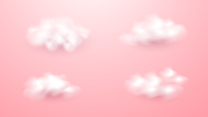 realistic clouds set with pink background