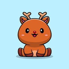 Cute Baby Deer Cartoon Vector Icon Illustration. Animal Nature Icon Concept Isolated Premium Vector. Flat Cartoon Style