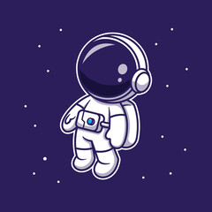 Cute Astronaut Floating In Space Cartoon Vector Icon Illustration. Technology Science Icon Concept Isolated Premium Vector. Flat Cartoon Style - obrazy, fototapety, plakaty