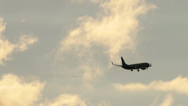 Airplane silhouette and backlit