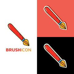Art Brush icon logo. Back to school cute cartoon hand drawn doodle icon sticker