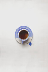 flat lay tea on a white background
