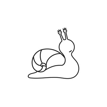 Happy snail cartoon vector line icon