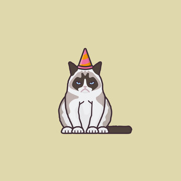 Grumpy cat vector illustration for Blasé Day on November 25