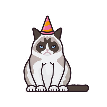 Grumpy or Blasé cat isolated vector illustration for Blasé Day on November 25