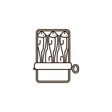 Canned sardines vector line icon