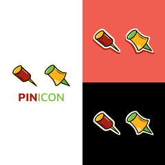 Pin icon logo. Back to school cute cartoon hand drawn doodle icon sticker