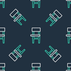 Line Chair icon isolated seamless pattern on black background. Vector