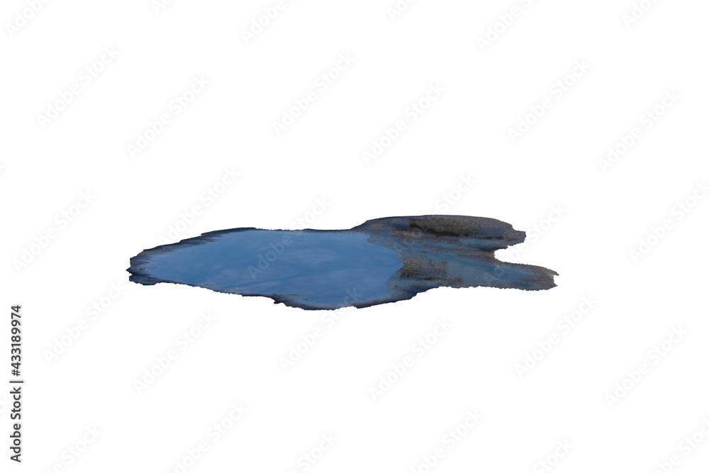 Poster puddle on the asphalt isolated on a white background