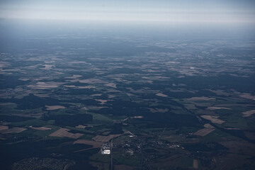 Fototapeta na wymiar Domodedovo airport. View of the surrounding villages of the airport from an airplane
