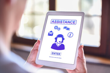 Assistance concept on a tablet