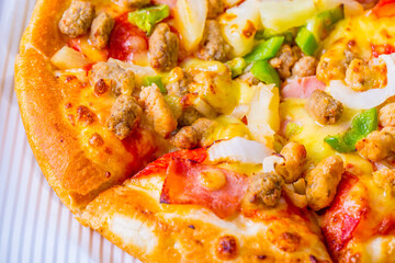 Closeup shot of nice delicious pizza