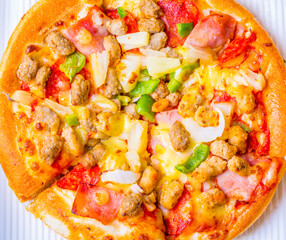 Closeup shot of nice delicious pizza