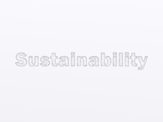 Embossed letters "Sustainability". 3D illustration. 3D render
