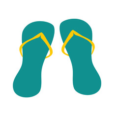Beach flip flops. Slipper accessory. Summer clothing, beach, sea holidays. Flat vector illustration.