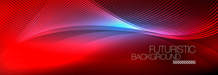 Abstract neon glowing light in the dark with waves. Shiny magic energy and motion concept, vector abstract wallpaper background