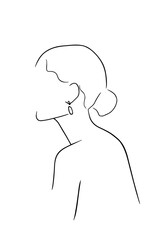 Abstract illustration. Poster. Drawing of a woman in one line.