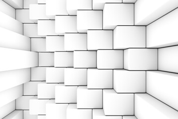 Black and white steps abstract background 3D render illustration
