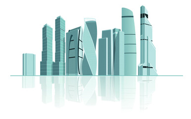 Modern City With Skyscrapers Construction Building Icon Vector Illustration