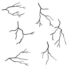 Set of hand drawn cracks Isolated on white background. vector illustration
