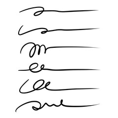 Hand lettering lines - signature lines isolated on white background. vector Illustration.