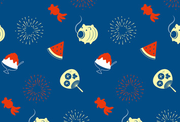 seamless pattern with Japanese summer icons for banners, cards, flyers, social media wallpapers, etc.