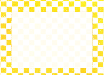 キラキラした黄色と白の市松模様背景　イラスト