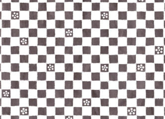 Fototapeta premium 梅模様 黒と白の市松模様背景