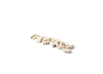 Diagonal strip with vitamins on a white background