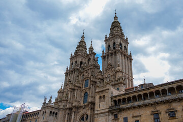 Fototapeta premium View of the facade of the Obradoiro, Cathedral of Santiago de Compostela. Galicia, Spain.
