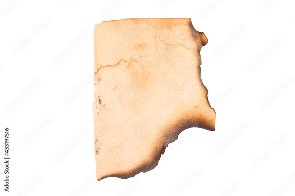 Aufkleber old leaf with charred edges isolated on a white background