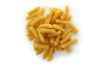 Uncooked raw pasta isolated on white background