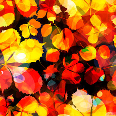 Autumn leaves. Orange seamless pattern Chestnut and linden leaves