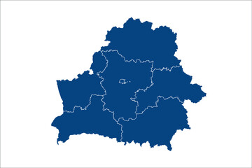 Belarus Map   blue Color on White Backgound	