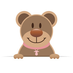 Brauner Teddy Mit Rosa Halsband Schnuller Horizontales Banner