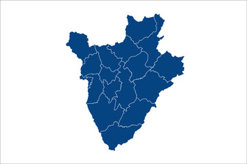 Burundi Map  blue Color on White Backgound	