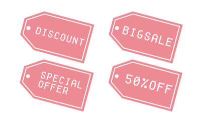 Set of pink sale label tags