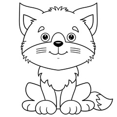 Coloring Page Outline Of cartoon little fox cub. Coloring Book for kids.